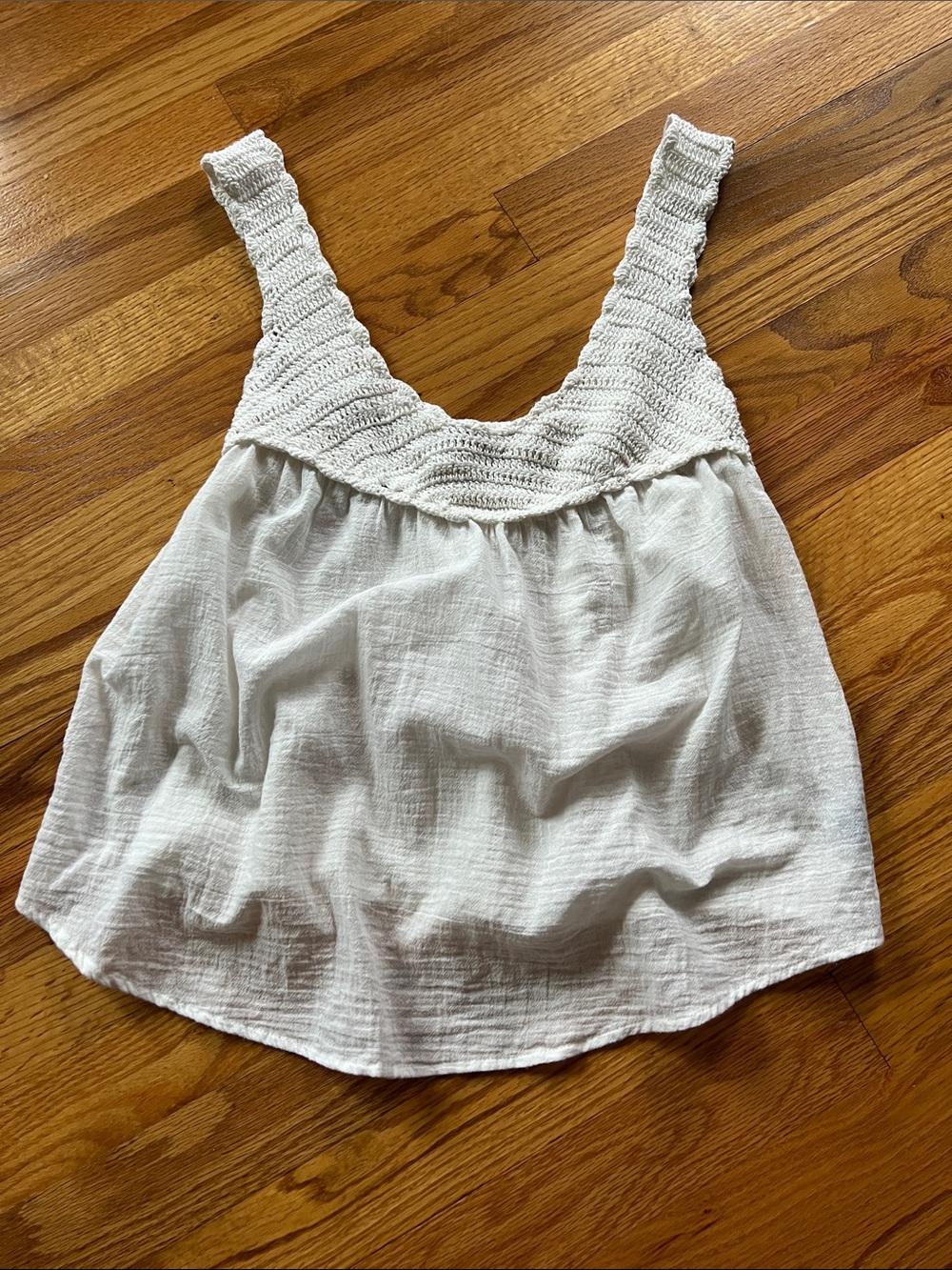 aerie Cream Crochet Yoke Camisole Tank